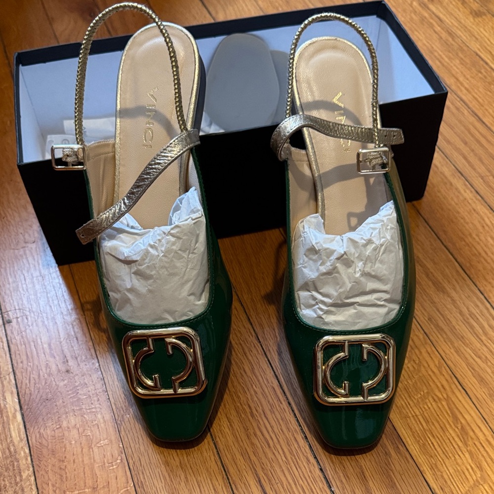 Vinci Green and Gold Women's Heels